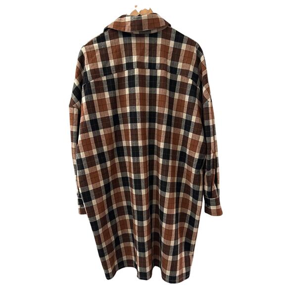 Circus Hotel Plaid Long Sleeve Button Down Shirt Dress Brown Size XL - Picture 3 of 10